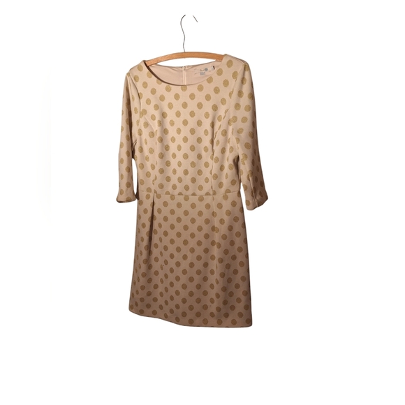Boden Gold Sparkle Polka Dot Vintage Retro Inspired Dress Ladies 12R Fit & Flare - Picture 1 of 3